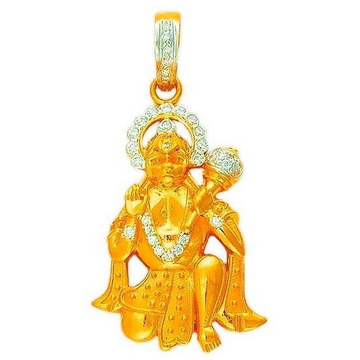 916 Gold CZ Lord Hanuman Pendant by 