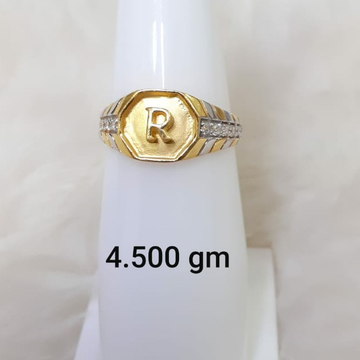 916 customisable light weight R letter gents ring by 