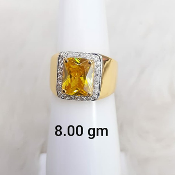 yellow stone solitaire gent's ring by 