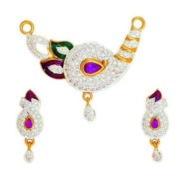 22KT Gold CZ Colorful Mangalsutra Pendant by 