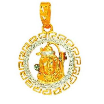 916 Gold Hallmarked CZ Shivji Pendant by 