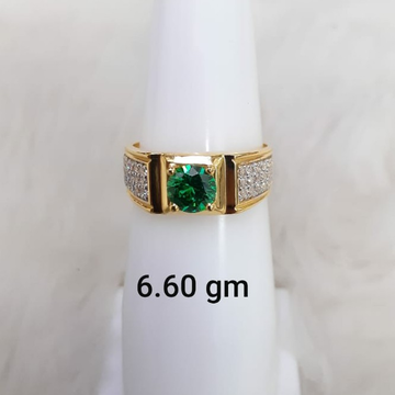 green stone solitaire gent's ring by 