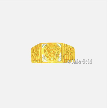 916 Gold Indian CZ Lion Design Gents Ring by 