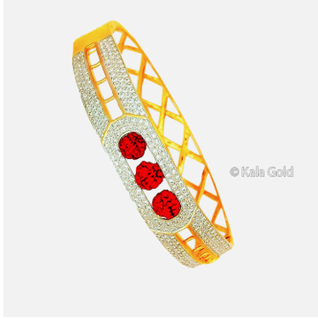 916 Gold Fancy CZ Kada Bangle With Rudraksh by 