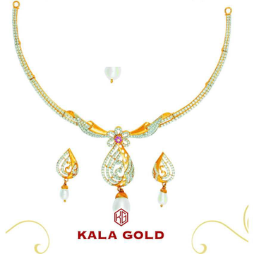 22K/916 Gold Designer CZ Necklace Set by 