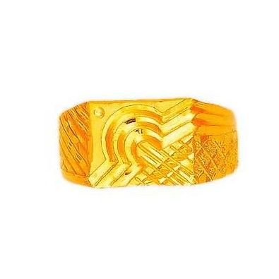 22K Plain Gold CZ Designer Gents Ring