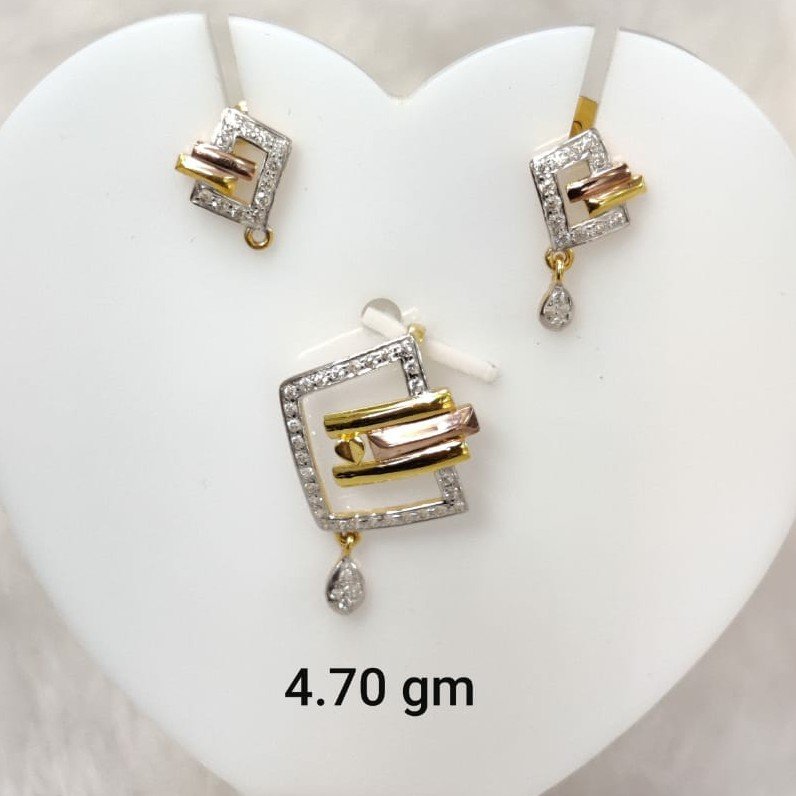 Copper plated daily wear Cz pendant set