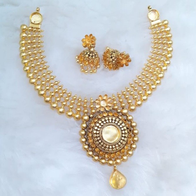 916 Gold Antique Khokha Necklace Set KG-N01