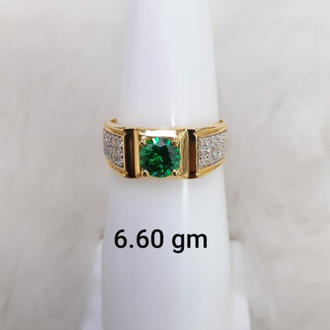 green stone solitaire gent's ring
