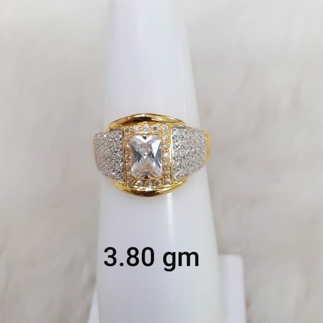 white stone solitaire gent's ring